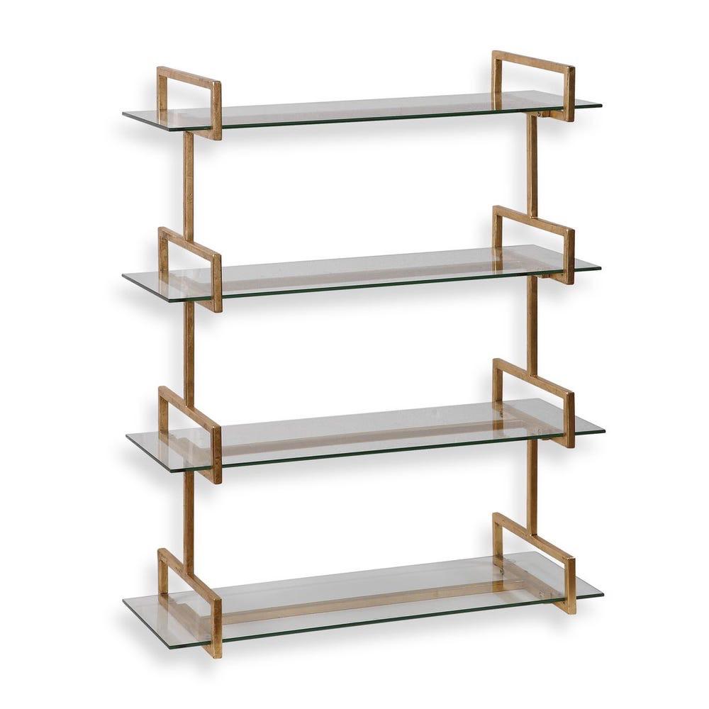 Auley Wall Shelf – Antique Gold & Glass