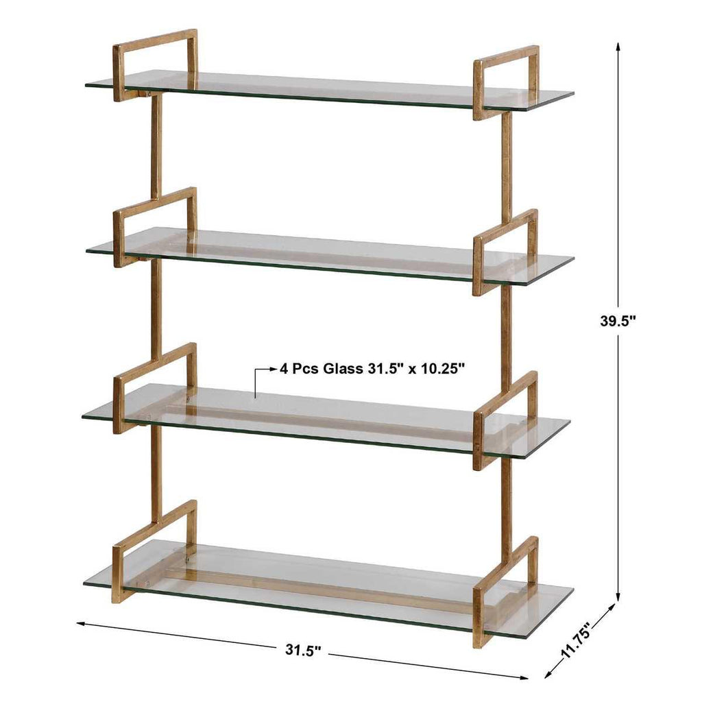 Auley Wall Shelf – Antique Gold & Glass