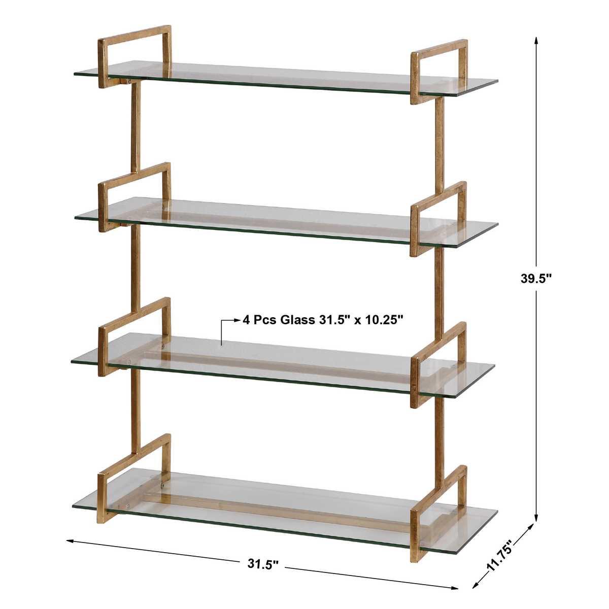 Auley Wall Shelf – Antique Gold & Glass