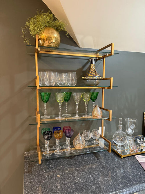 Auley Wall Shelf – Antique Gold & Glass