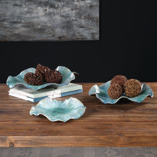 Abella Ceramic Indoor-Outdoor Wall Plates – Aqua (Set of 3)